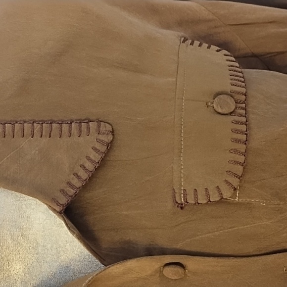 Soft Sueded Fabric Whipstitch Blouse Embroidered Vest Broomstick Skirt 3 Piece - Picture 3 of 16